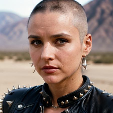 38362-895869683-close up portrait, eb1, as post apocalyptic warrior, (shaved bald head), biker helmet, leather spiked collar, upper body, desert.png